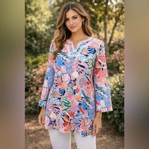 Talbots Floral Cotton Tunic Top – Size XL